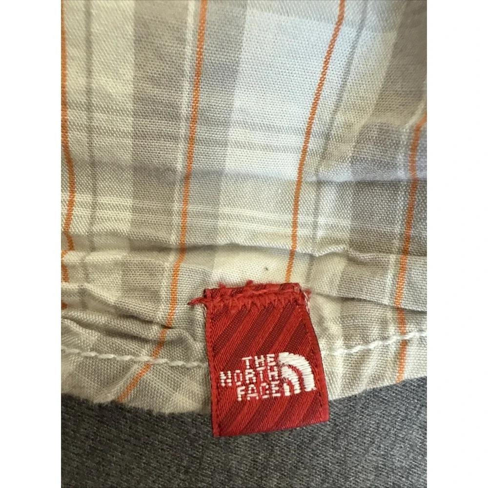 North Face Mens XXL Orange Gray Plaid Long Sleeve Button Down Shirt